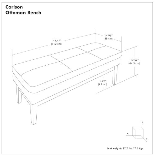 SIMPLIHOME Carlson 45" Wide Vegan Leather Rectangle Ottoman in Black - Image 3