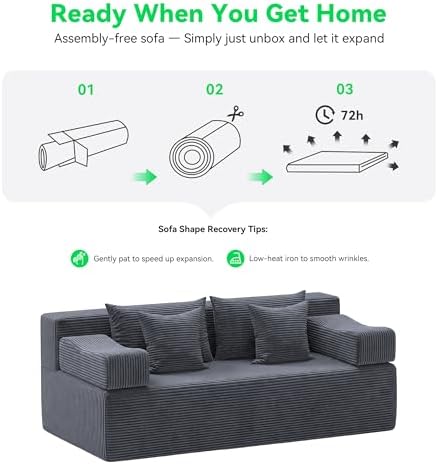 MONVANE 70" Modular Sectional Sofa, Boneless Loveseat, Charcoal Grey - Image 6