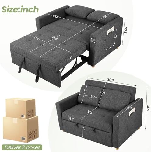 SEJOV Loveseat Sleeper, 3-in-1 Convertible Sofa Bed Pull Out - Image 3