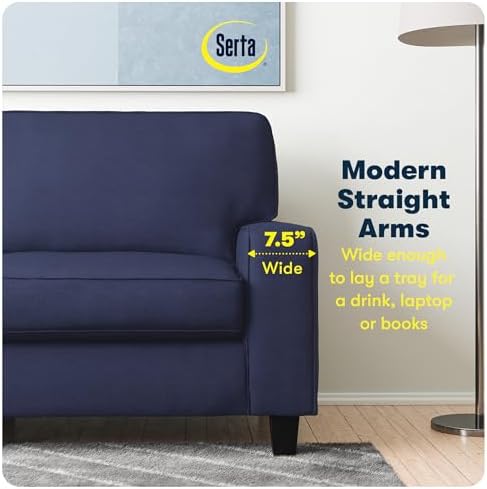 Serta Palisades 61" Track Arm Sofa, Easy Care Polyester, Soft Pillow Back - Image 6
