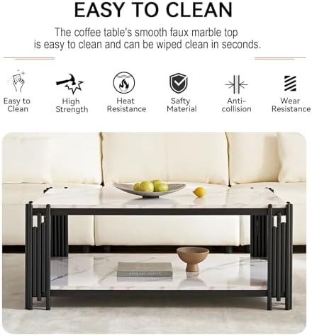 2 Pieces Living Room Table Set, Modern Coffee Table, Console Table - Image 4