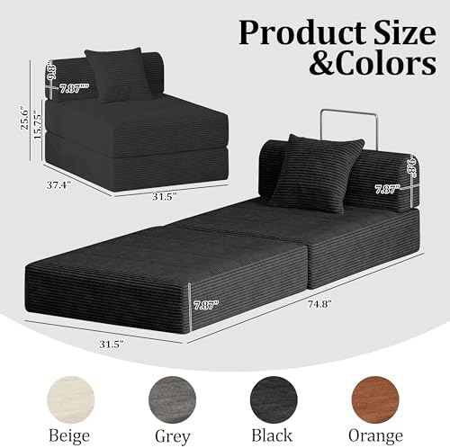 Futon Sofa Bed Modular Loveseat Sleeper Folding Pull Out Couch - Image 2
