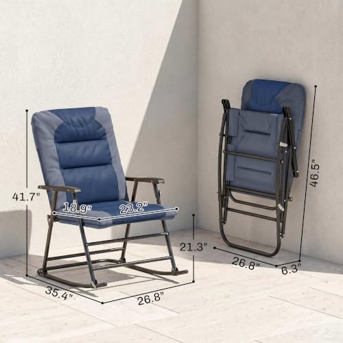Outsunny Set of 2 Oversized Folding Rocking Camping Chair - Image 3