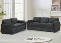 Comfy Chenille Sofa Set with Well-Filled Pillows, Dark Grey by LESOFAIR