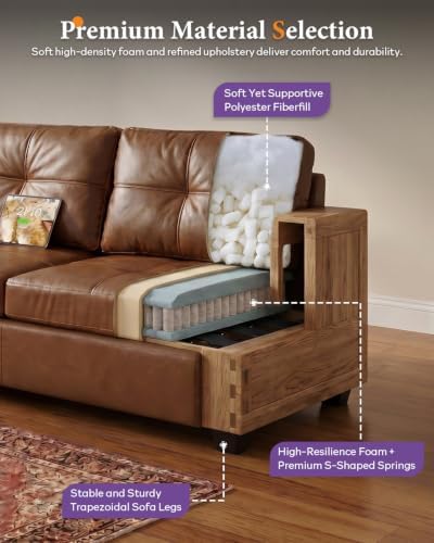 TYBOATLE 88'' Brown Faux Leather Couch - Image 6