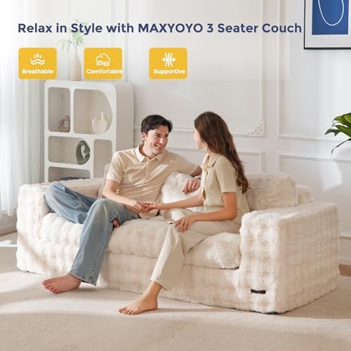 MAXYOYO Loveseat Sofa Couch, Upholstered Bean Bag Chair Cloud Seat - Image 3