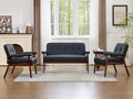 Black Leather Loveseat and Accent Chairs by JIASTING