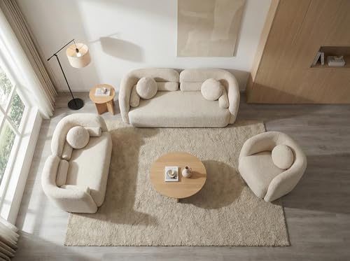 69.29" Curved Sofa Set, 2 Loveseats & Accent Chair - Image 4