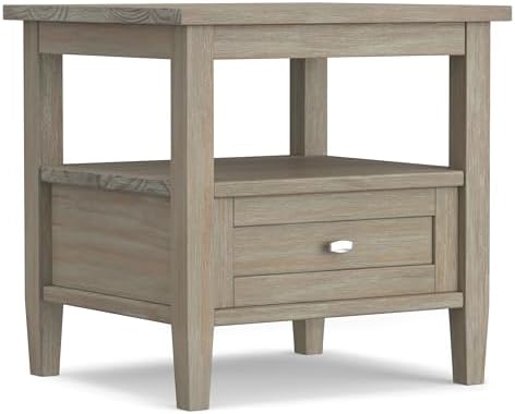 SIMPLIHOME Warm Shaker 20" Wide Solid Wood End Table in Distressed Grey by SimpliHome