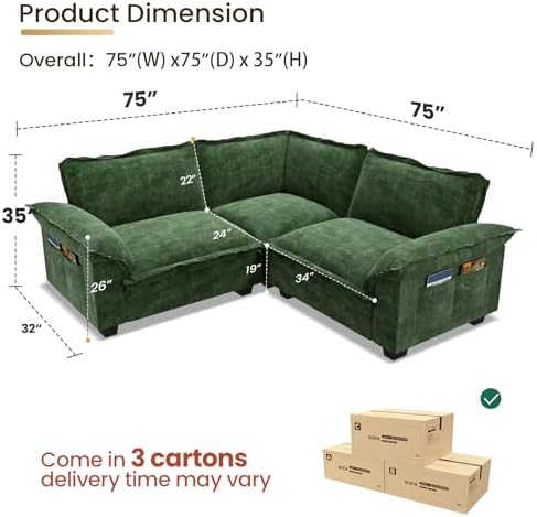 V-Shaped Modular Sectional Sofa, 3 Seater Cloud Couch - Image 2
