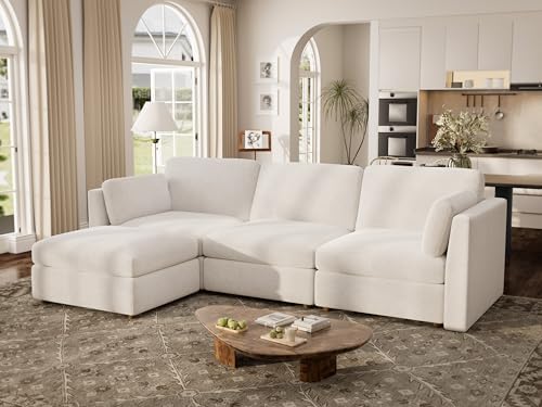 Oversized Modular Sectional Sofa L-Shaped Cloud Couches White by Kalafini