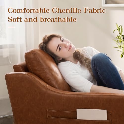 360° Swivel Accent Chair with High Back & Lumbar Support, Deep Seat - Image 6