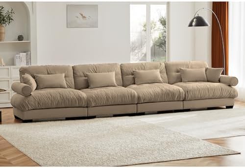 166" Modular Sectional Sofa, Velvet Upholstered Couches - Image 4