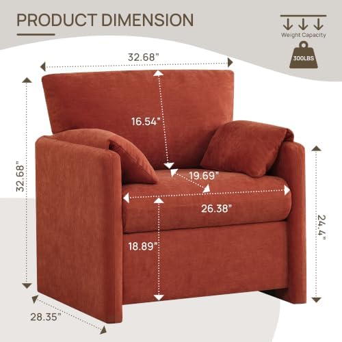 Oversized Accent Chair Set of 2, Comfy Reading Chair - Image 2