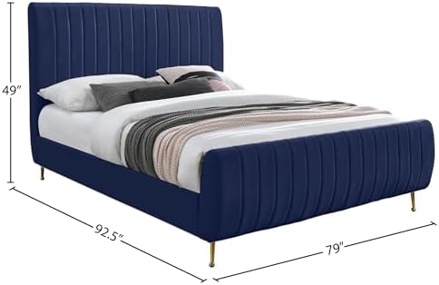Meridian Furniture Zara Collection Modern | Contemporary Velvet Upholstered Bed - Image 3