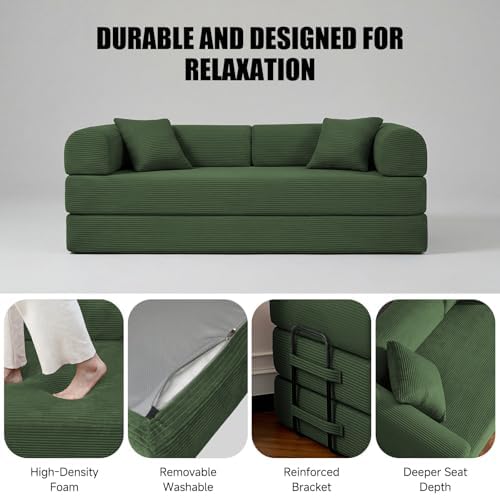 79" Convertible Futon Sofa Bed, 5-in-1 Boneless Couch - Image 3