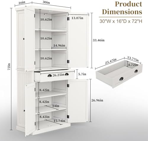 ARTPOWER 72" Tall Freestanding Pantry & Kitchen Storage Cabinet - Image 2