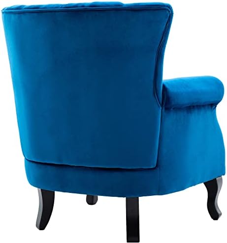 Mid Century Accent Chair Modern Tufted Wingback Armchair Club Chair Velvet - Image 4
