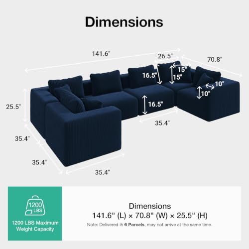 Novilla 141" Modular Sectional Sofa, U Shape Family Size Sectional Couch - Image 2