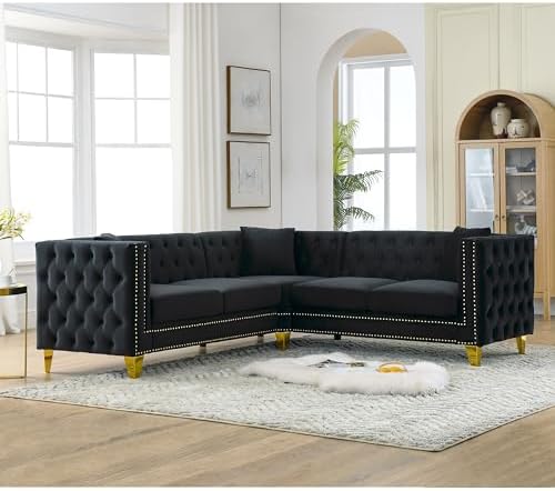 mikibama Velvet Modular Sectional Sofa, Modern L-Shaped Sofa Couch - Image 3