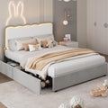 IDEALHOUSE Full LED Bed, 2 Drawer Trundle, Light Gray Wave Headboard by IDEALHOUSE