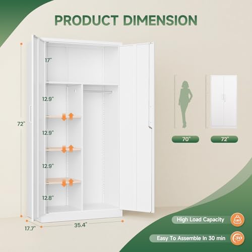 Letaya Metal Locker, Steel Wardrobe Storage Cabinets - Image 3