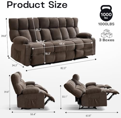Oversized 3-Seater Recliner Sofa, Big Large Reclining Sofa - Image 2