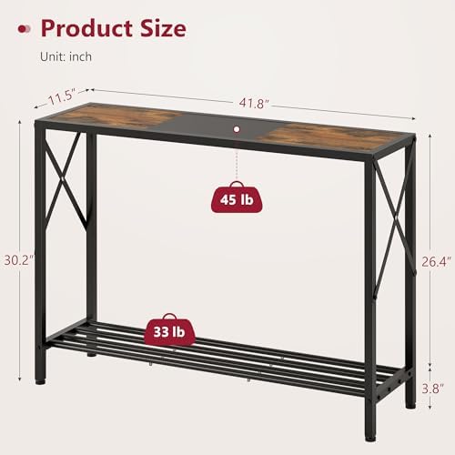 Tajsoon Console Table 41.8", 2 Tier Industrial Entryway Table - Image 3