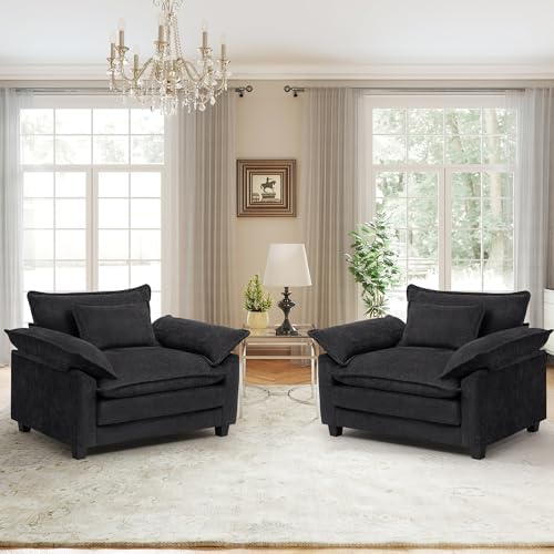 Modern Oversized Accent Chairs Set of 2, Chenille Cloud Sofa Chair by choairy