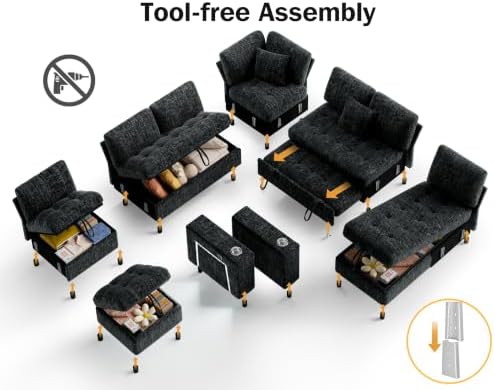 Vipbear 111" Modular Sectional Sleeper Sofa - Image 3