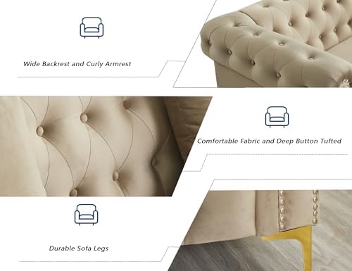 Hybition 3-Piece Living Room Sofa Set, Tufted Design - Image 6