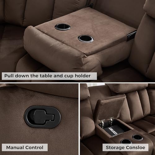 EBELLO Manual Reclining L-Shaped Sectional Sofa Set, Soft Fabric Corner Couch - Image 4