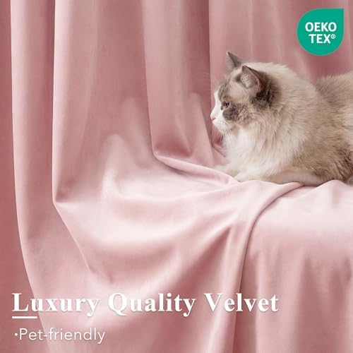 StangH Baby Pink Velvet Curtains Back Tab - Image 5