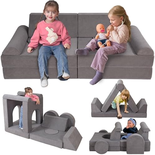 Toddler Couch, 12-Piece Modular Kids Play Couch by Unknown