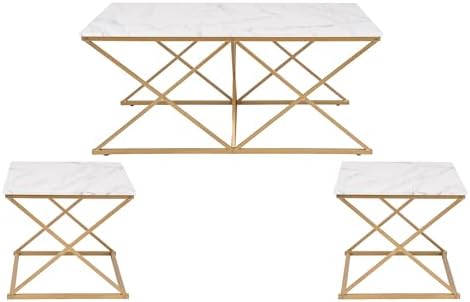 Modern Nesting Coffee Table Set of 3, Faux Marble Top by unipaws