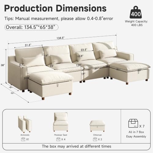 Ihanherry 134" Modular Sectional Sofa - Image 2