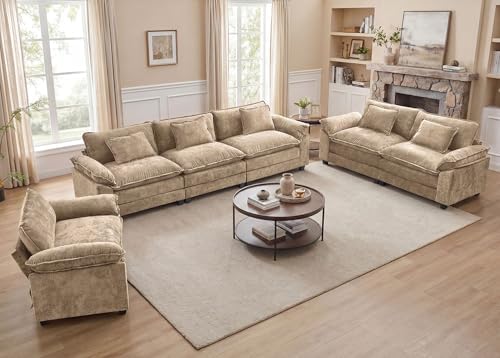 Oprisen 3 Pieces Cloud Couch Set, Upholstered Comfy Modular Sectional Sofa Deep by Oprisen