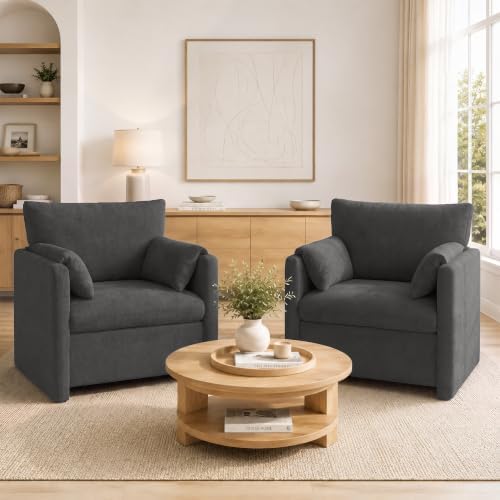 Oversized Accent Chair Set of 2, Comfy Reading Chair by VisittheEcoMozz