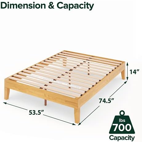 Zinus Moiz Deluxe Wood Platform Bed Frame, Wood Slat Support, No Box Spring - Image 2