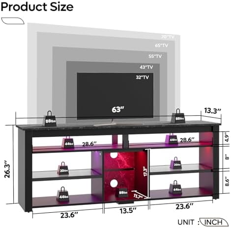 Bestier TV Stand for 70 inch TV, Tall Entertainment Center - Image 5