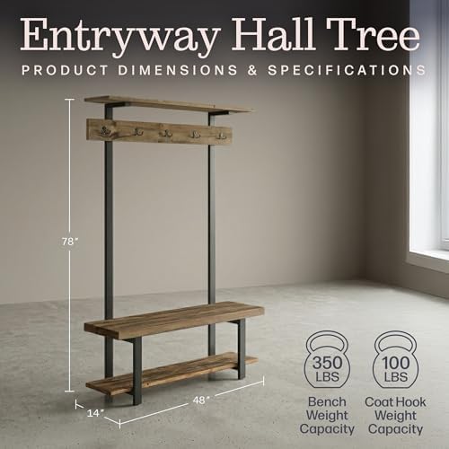 Pomona Solid Wood Entryway Hall Tree - Image 3