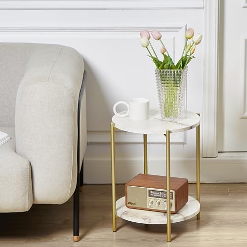Gawicpy 2 Tier Round Side Table, Folding End Tables Coffee Table Simplistic - Image 5