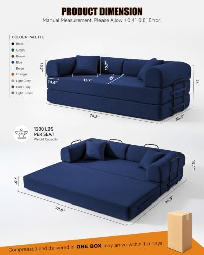 79" Futon Sofa, Convertible Sofa Bed, Boneless Couches - Image 2