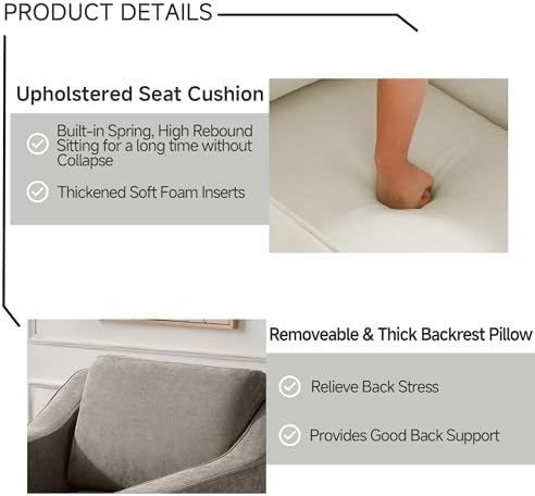 Swivel Accent Chair, Chenille Upholstered Armchair - Image 7
