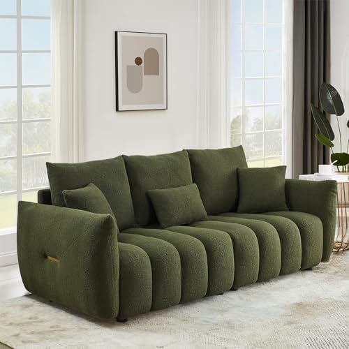 Antetek 78" Modern Sofa Couch, Comfy Deep Seat Teddy Fabric Cloud Sofa by Antetek
