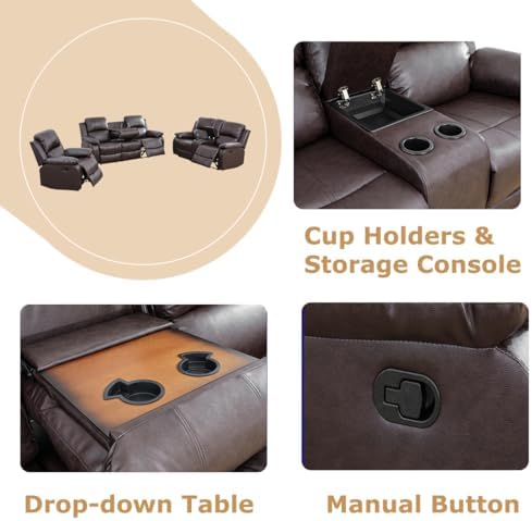 Manual Reclining Couch Sofa Set - Image 4