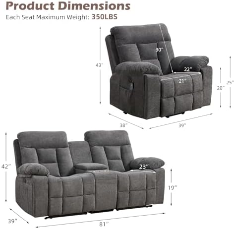 CANMOV Recliner Sofa Set, Power Lift Recliner - Image 2