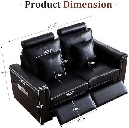 ORRD Power Reclining Sectional Sofa, Electric Loveseat Recliner - Image 2
