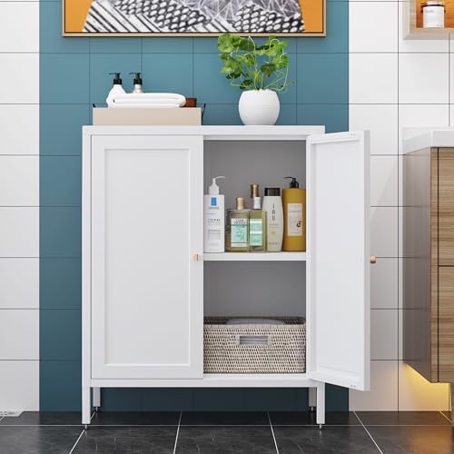 Small 2 Door Metal Storage Side Buffet Cabinet - Image 4