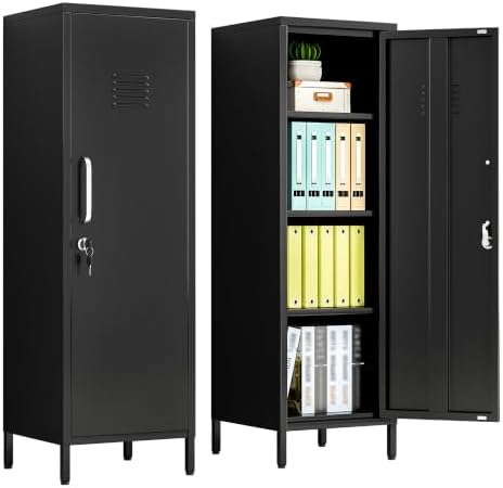 pozdeg 47.24" Black Lockable Small Metal Storage Locker by pozdeg